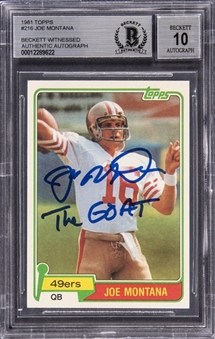 1981 Topps #216 Joe Montana Signed and Inscribed Rookie Card – BGS "10" Signature